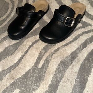 Zara Black Mules with Silver Buckle
